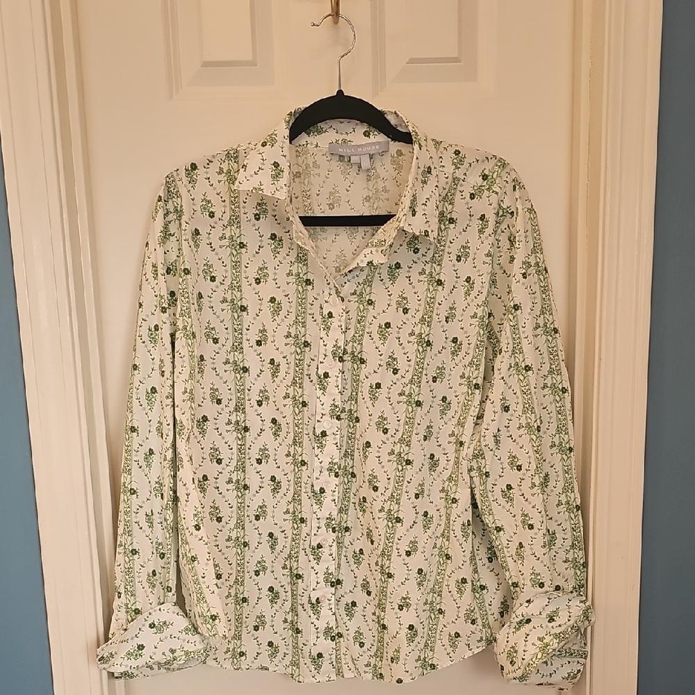 Hill House Green Floral Shirt